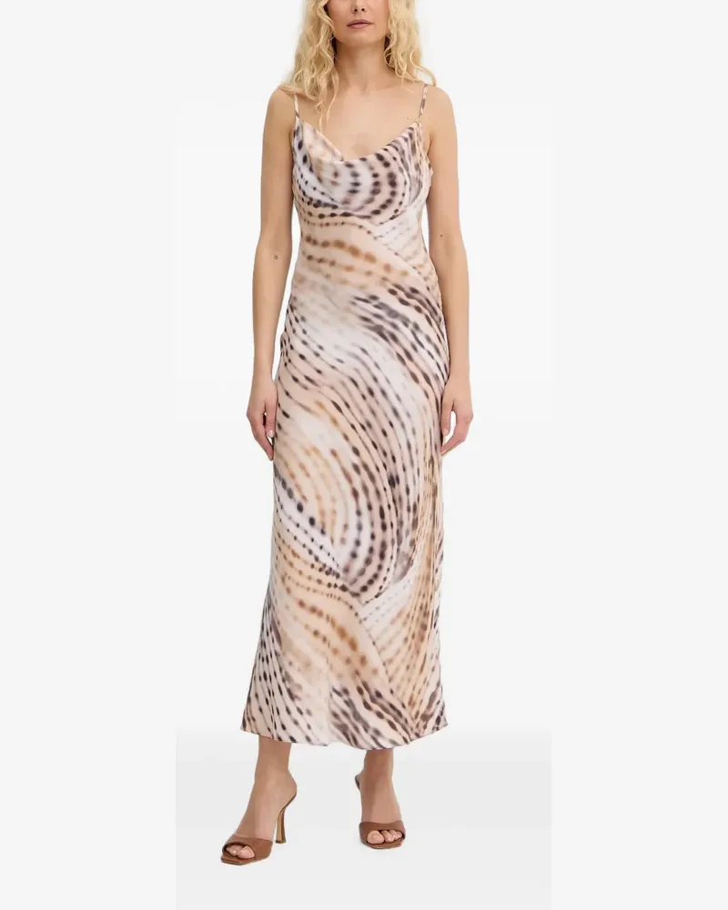 Guess abstract-print cowl-neck midi dress - Nude Nude