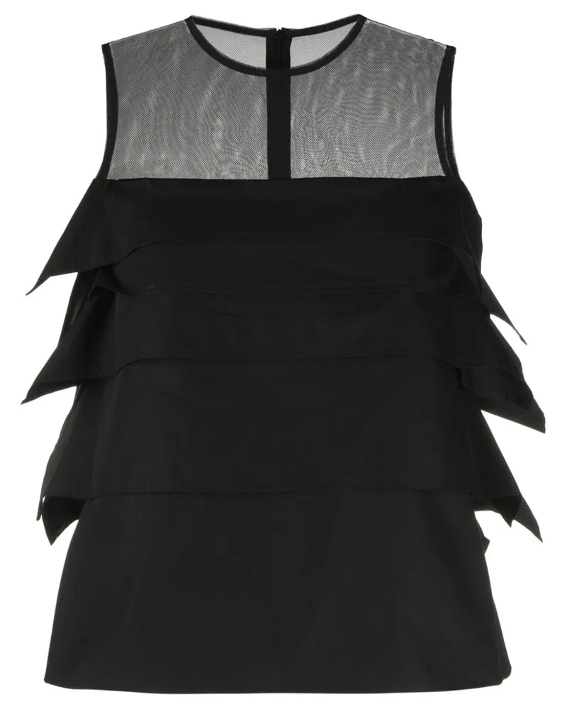 Sacai Top mit Rüschen - Schwarz Schwarz