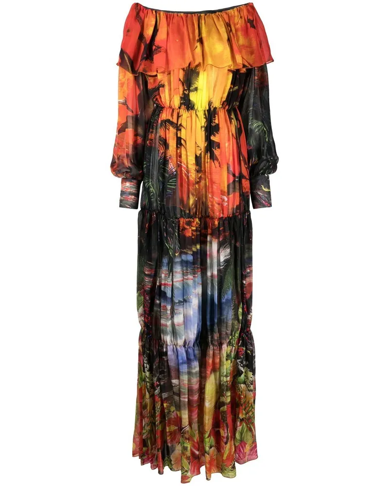 Philipp Plein Maxikleid mit Print - Orange Orange