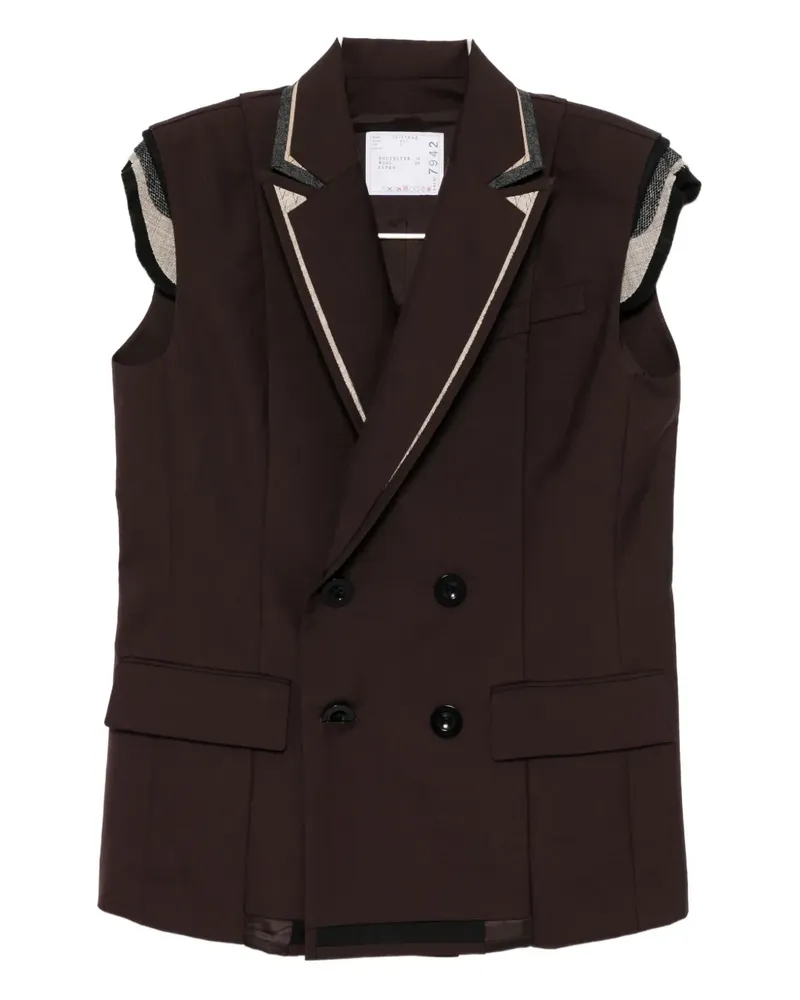 Sacai Doppelreihige Weste - Braun Braun