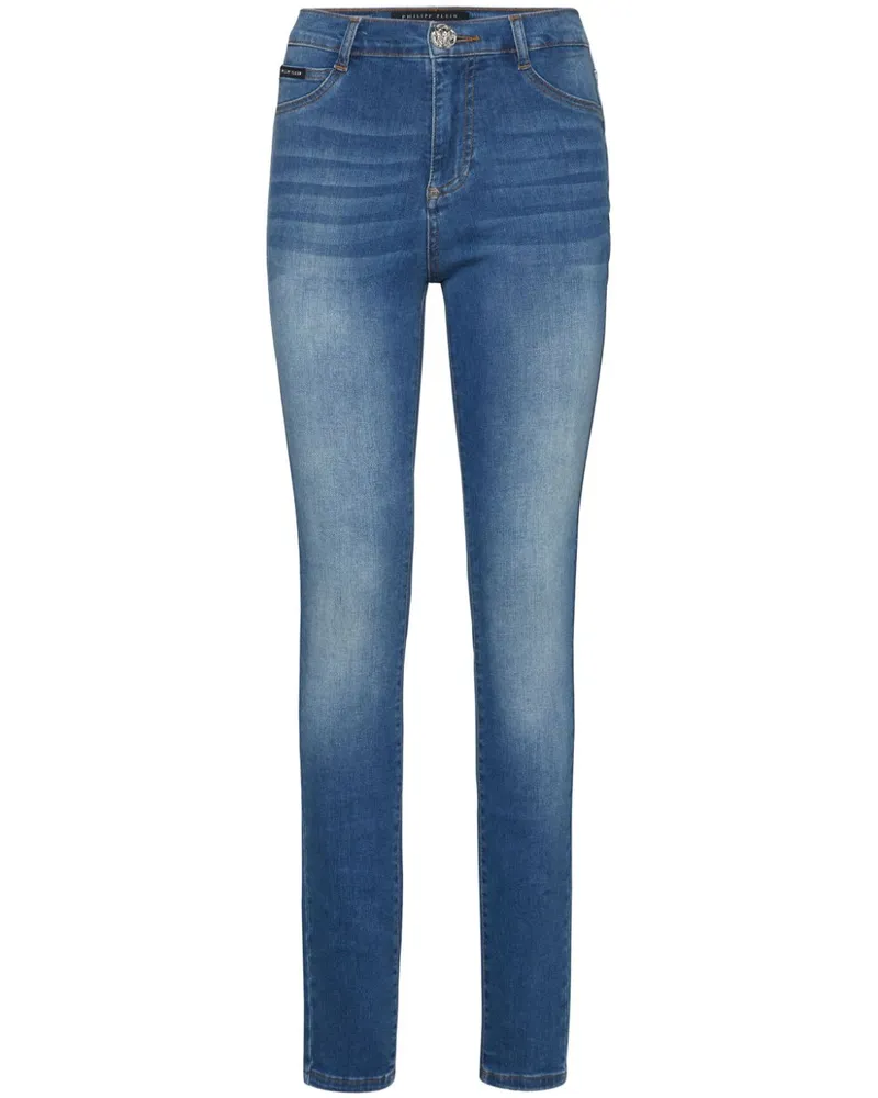 Philipp Plein Jeggings mit hohem Bund - Blau Blau