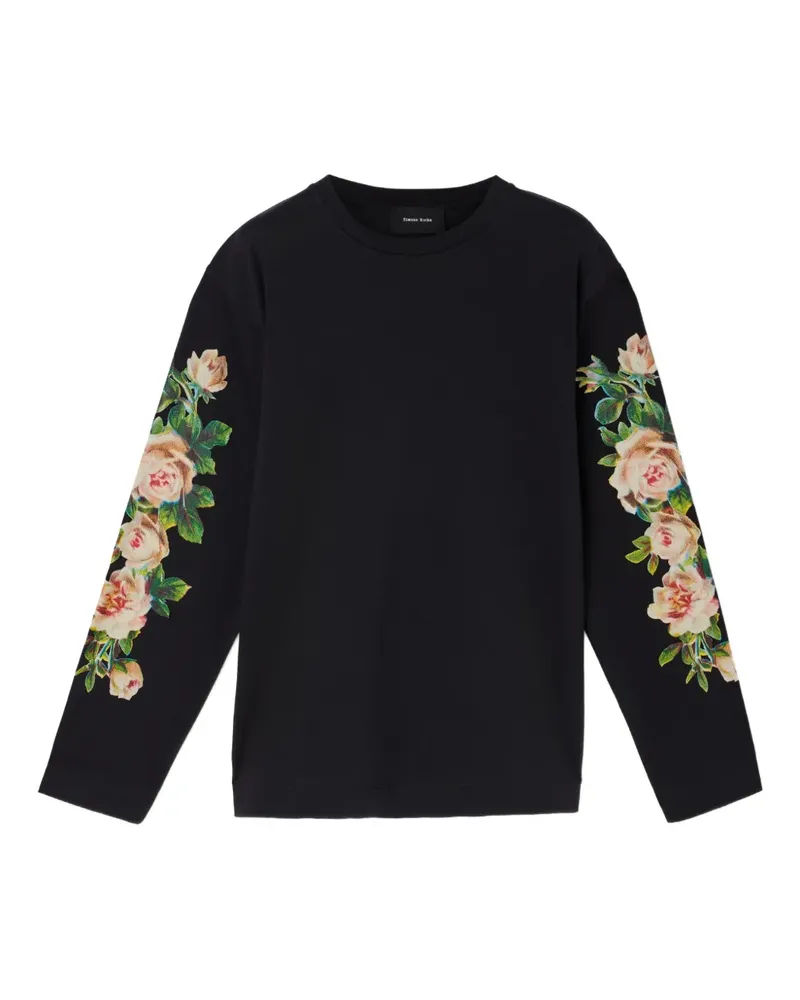 Simone Rocha Langarmshirt mit Rosen-Print - Schwarz Schwarz