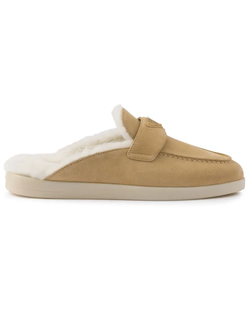 Prada Shearling-Mules - Nude Nude