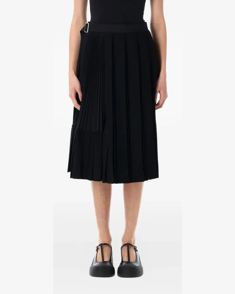 Junya Watanabe Midirock mit Falten - Schwarz Schwarz