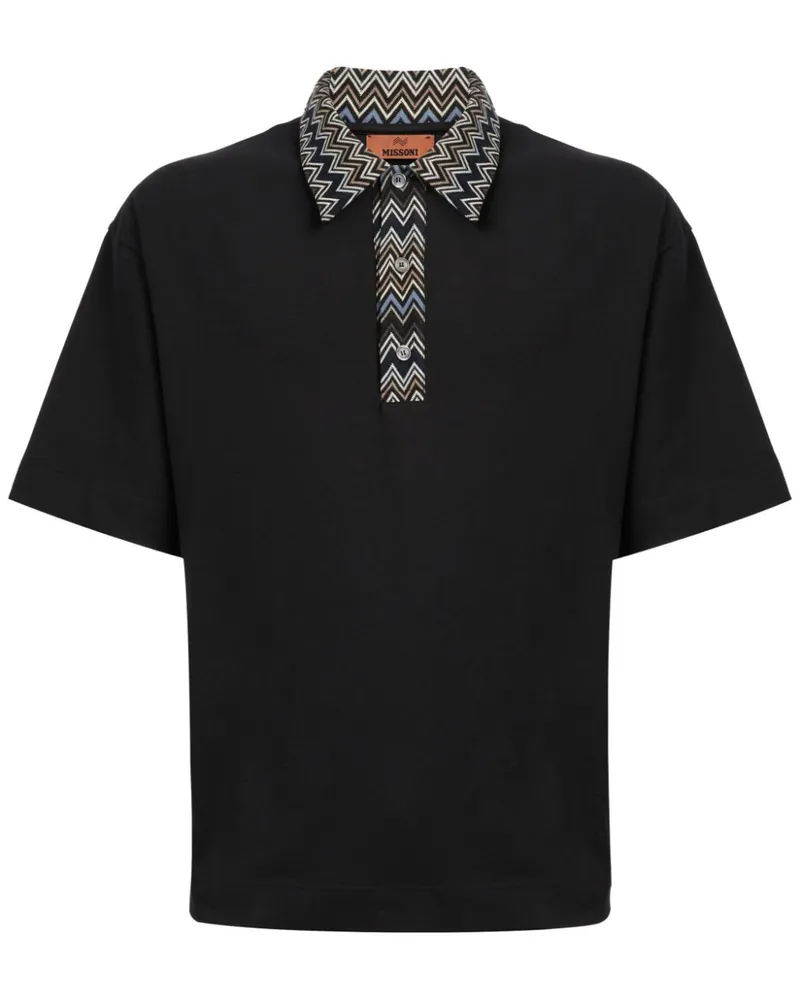 Missoni Poloshirt mit Zickzack-Strickeinsatz - Schwarz Schwarz
