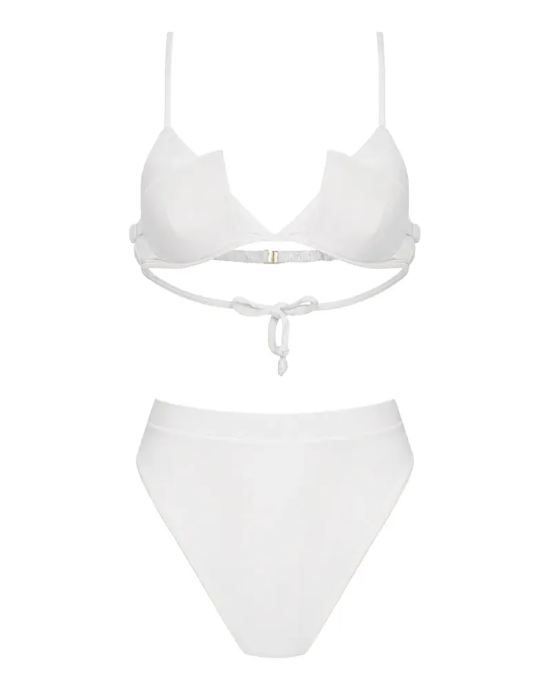 Amir Slama x Tati Barbieri High-Waist-Bikini mit geometrischem Design - Weiß Weiß