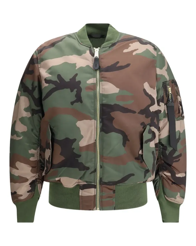 Alpha Industries Bomberjacke im Utility-Look mit Camouflage-Print - Grün Grün