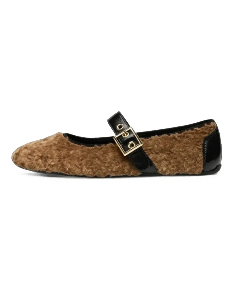 Candice Cooper Dafne Brid Teddy Ballerinas mit Schnalle - Braun Braun