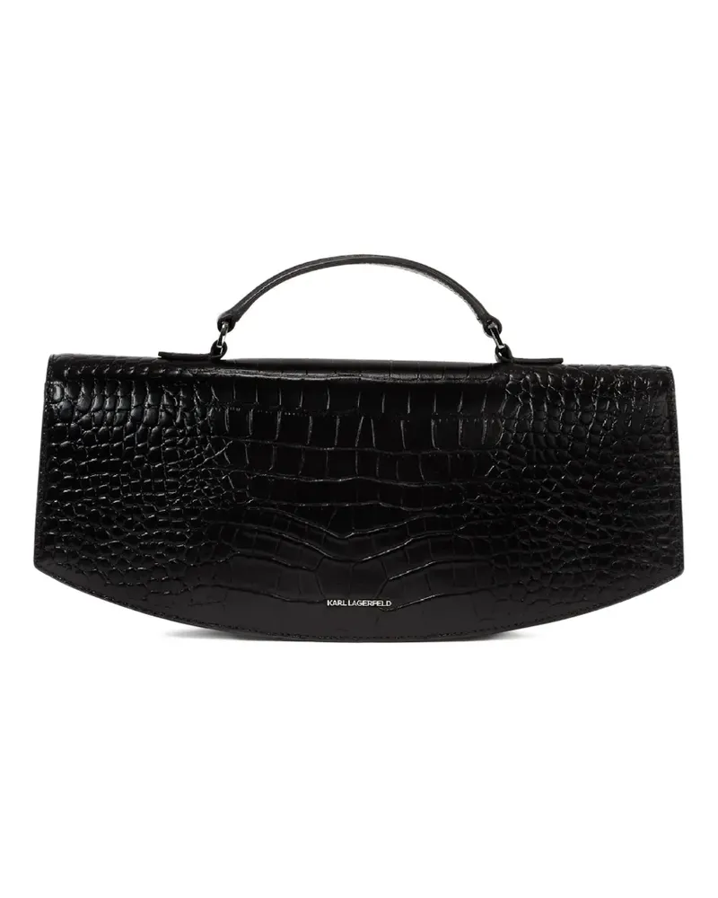 Karl Lagerfeld Karl Studio Clutch in Kroko-Optik - Schwarz Schwarz