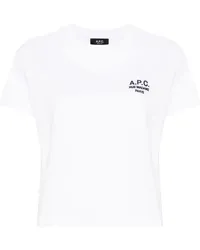 A.P.C. T-Shirt mit Logo-Stickerei Weiß