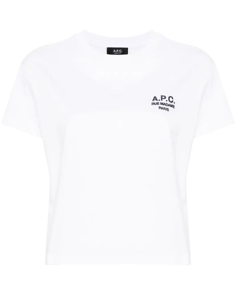 A.P.C. T-Shirt mit Logo-Stickerei Weiß