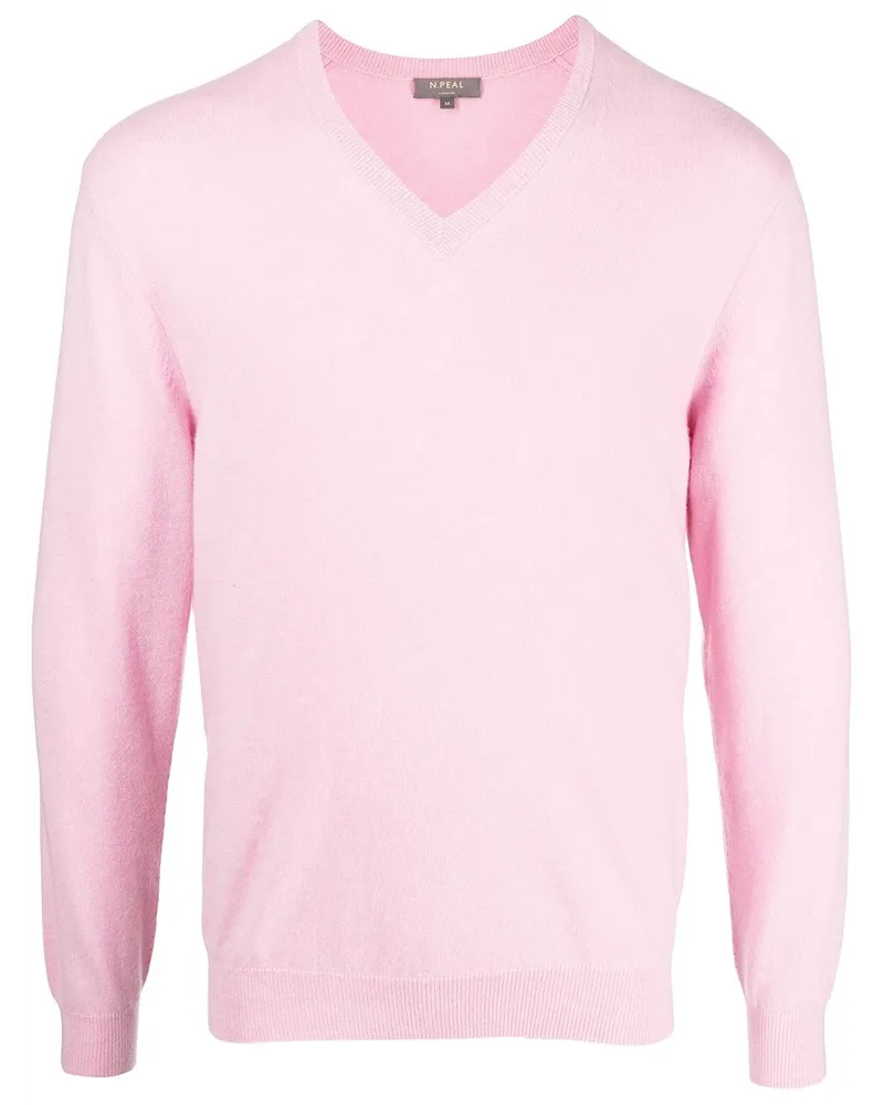 N.Peal Kaschmirpullover mit V-Ausschnitt Rosa