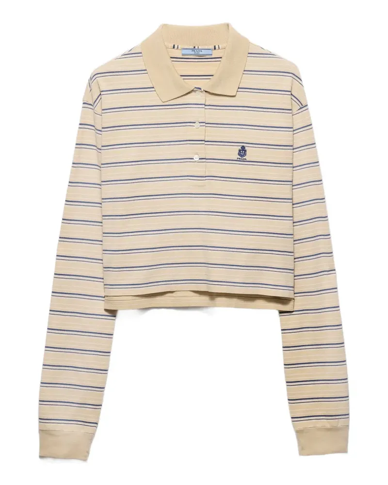 Prada Gestreiftes Piqué-Poloshirt - Nude Nude
