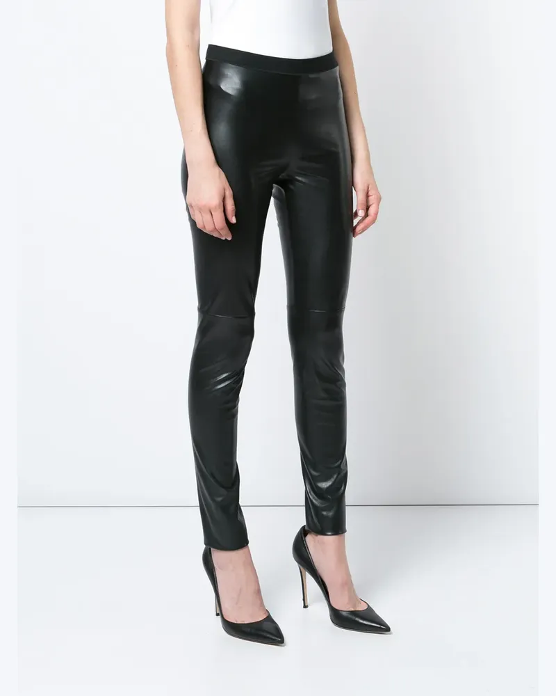 Marc Cain Leggings in Lederoptik - Schwarz Schwarz