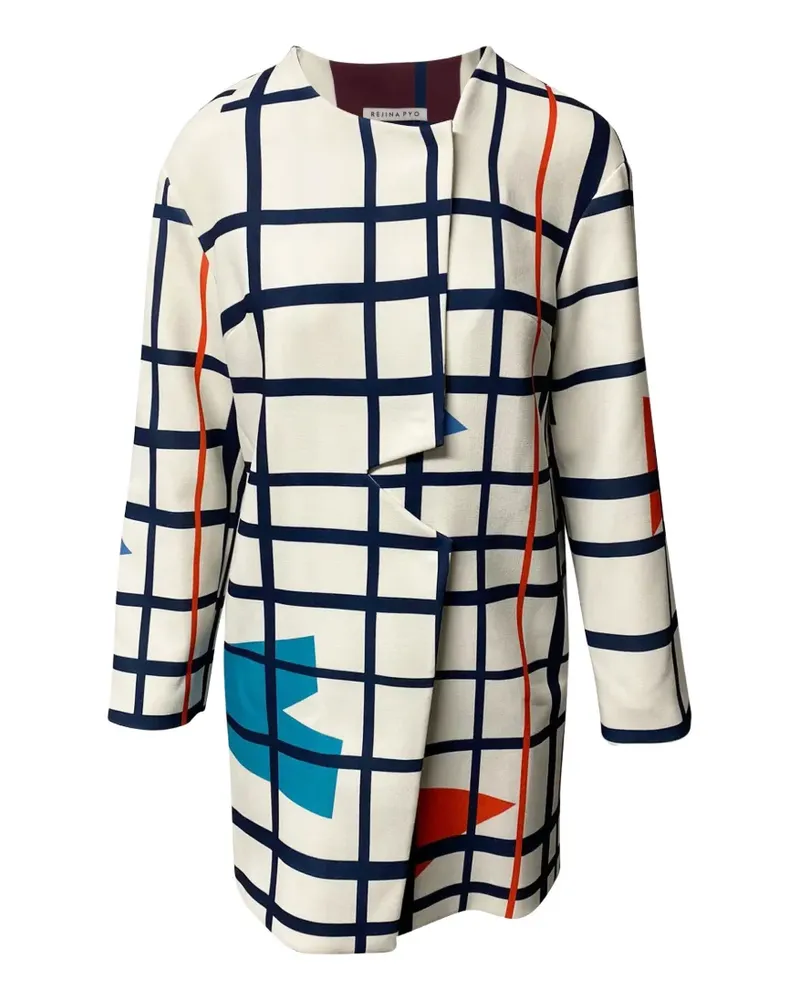 REJINA PYO geometric-print coat - Weiß Weiß