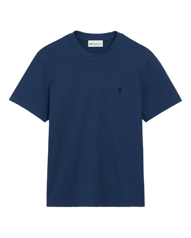 AMI Paris T-Shirt mit Logo-Stickerei - Blau Blau