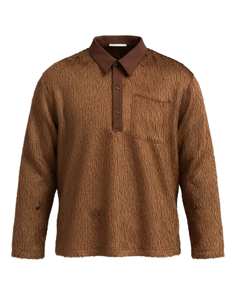 Song For The Mute pocket long-sleeve polo shirt - Braun Braun