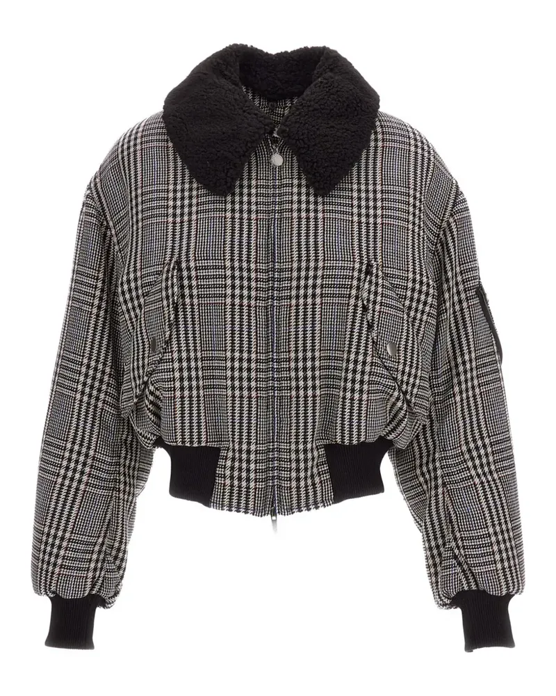 Stella McCartney houndstooth-check faux-fur collar jacket - Grau Grau