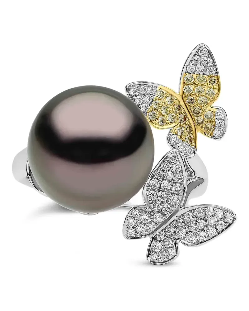 YOKO London butterfly pearl diamond ring - Silber Silber