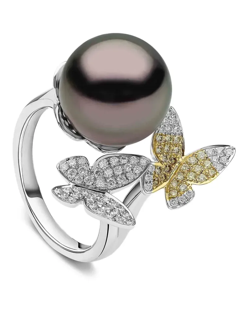 YOKO London butterfly pearl diamond ring - Silber Silber