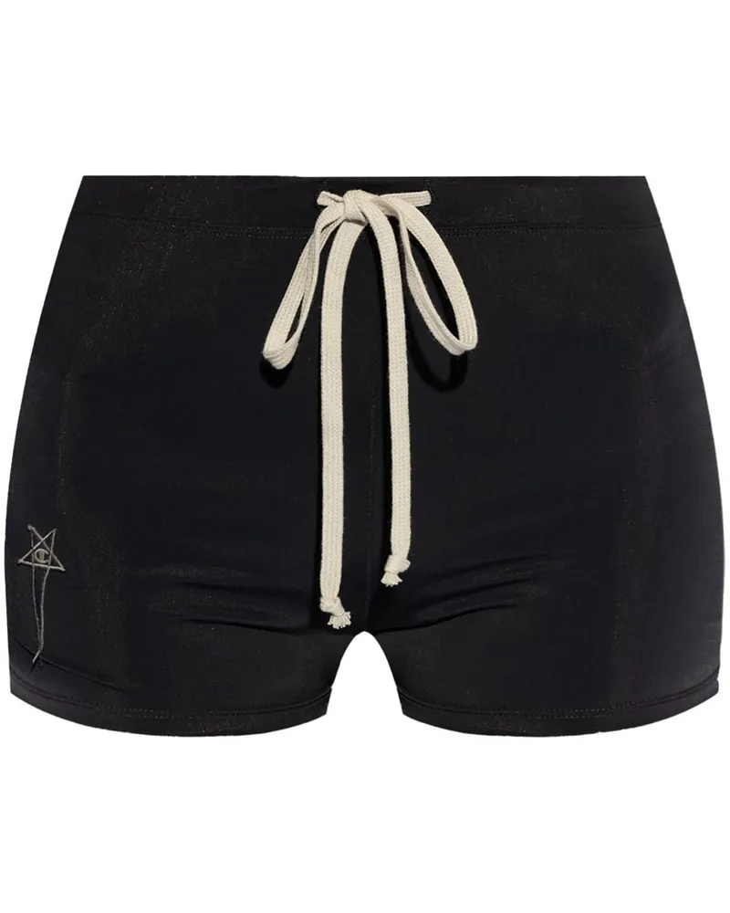 Rick Owens Kurze Shorts mit Logo-Stickerei Schwarz