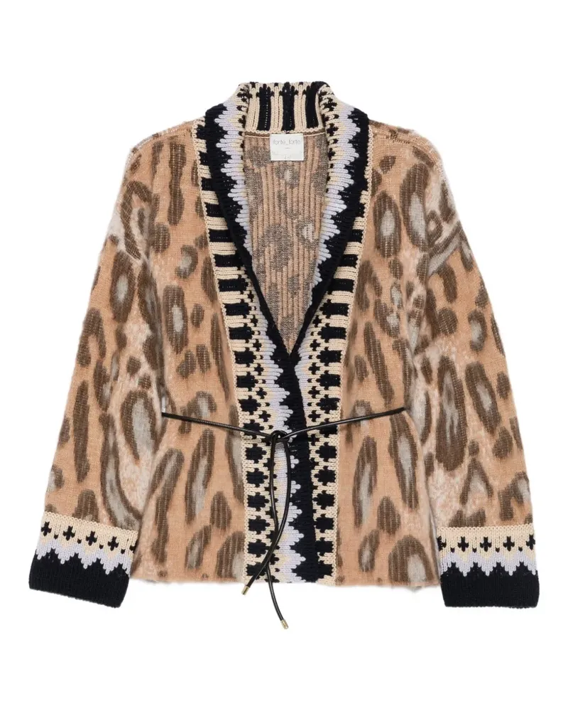forte_forte The Brit Leopard Cardigan mit Gürtel - Nude Nude