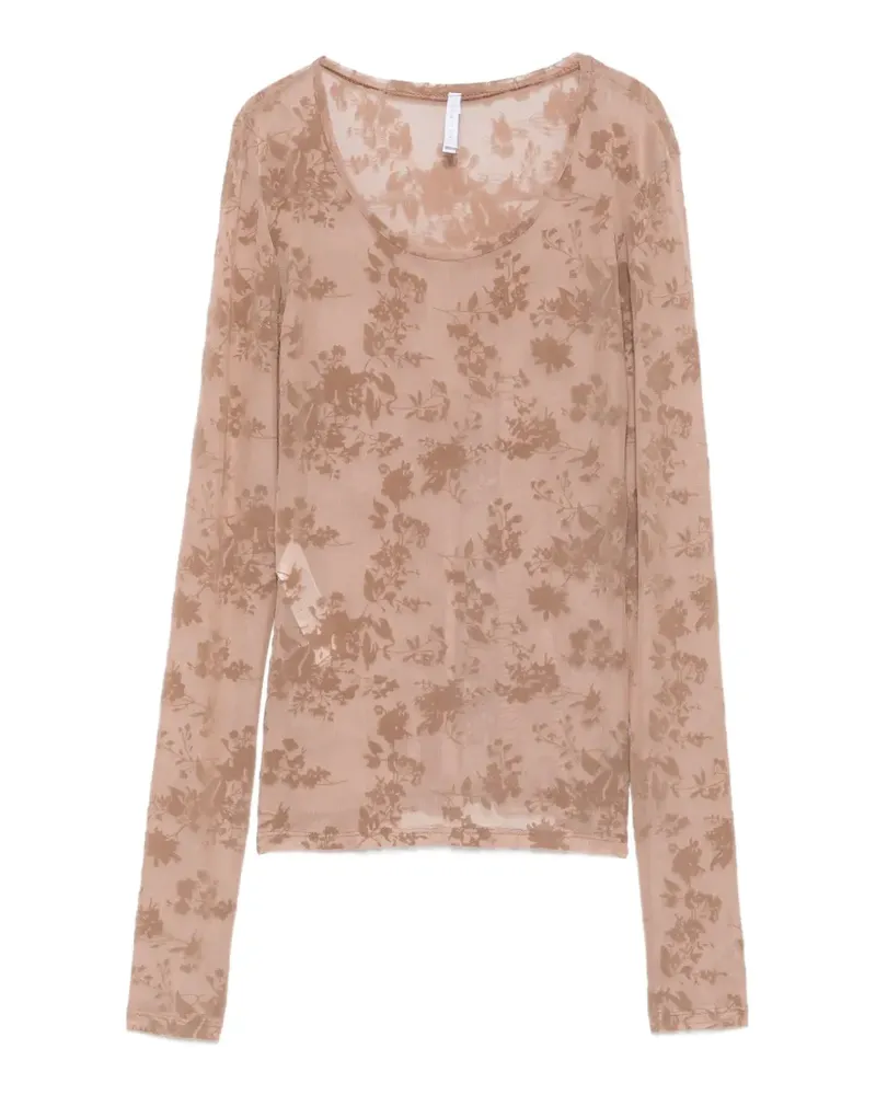 IMPERIAL Langarmshirt mit Blumendevoré - Nude Nude