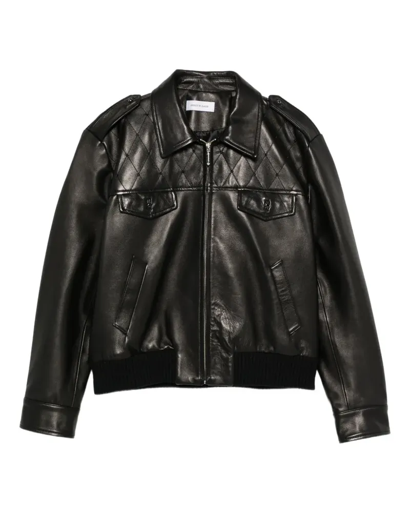 Ernest W. Baker Swarovski Lederjacke mit Kristallen - Schwarz Schwarz
