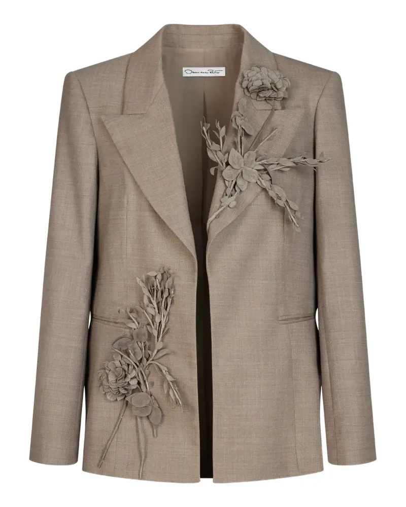 Oscar de la Renta Blazer mit Blumenapplikation - Nude Nude
