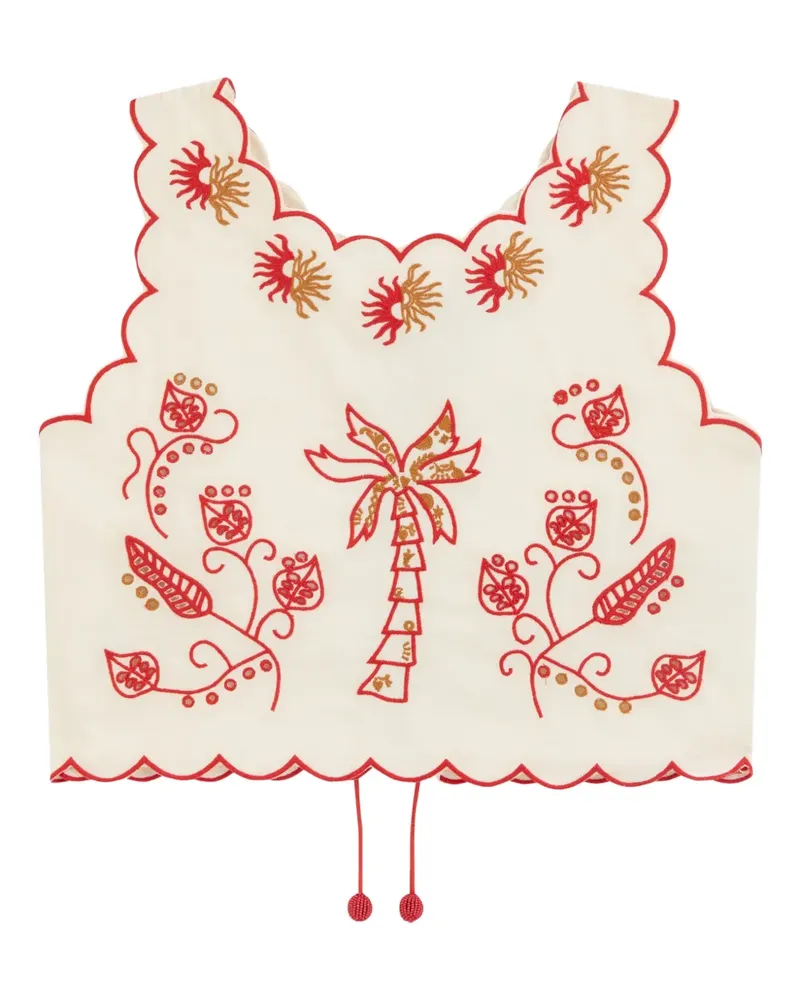 Never Fully Dressed scalloped-trim embroidered top - Nude Nude