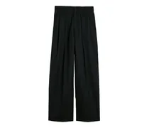 Wide-Leg-Hose mit Peeling-Bund - Schwarz