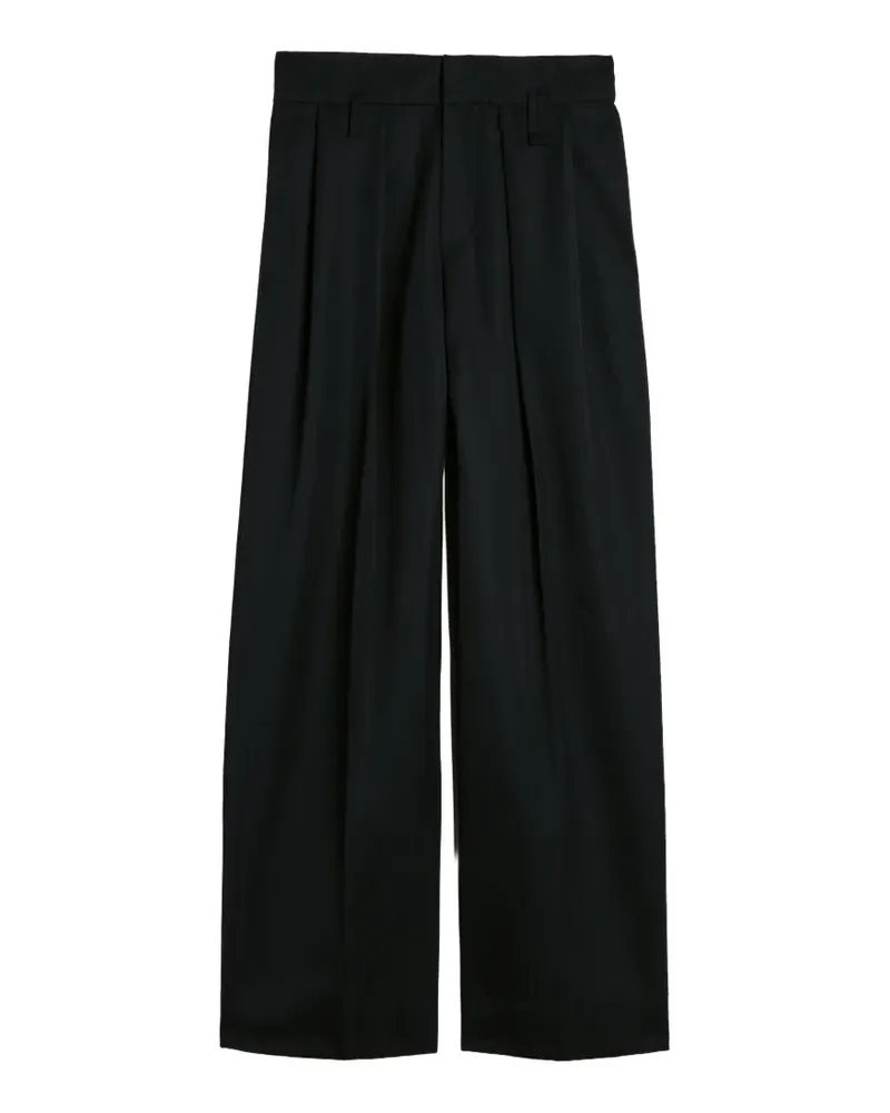 Simone Rocha Wide-Leg-Hose mit Peeling-Bund - Schwarz Schwarz