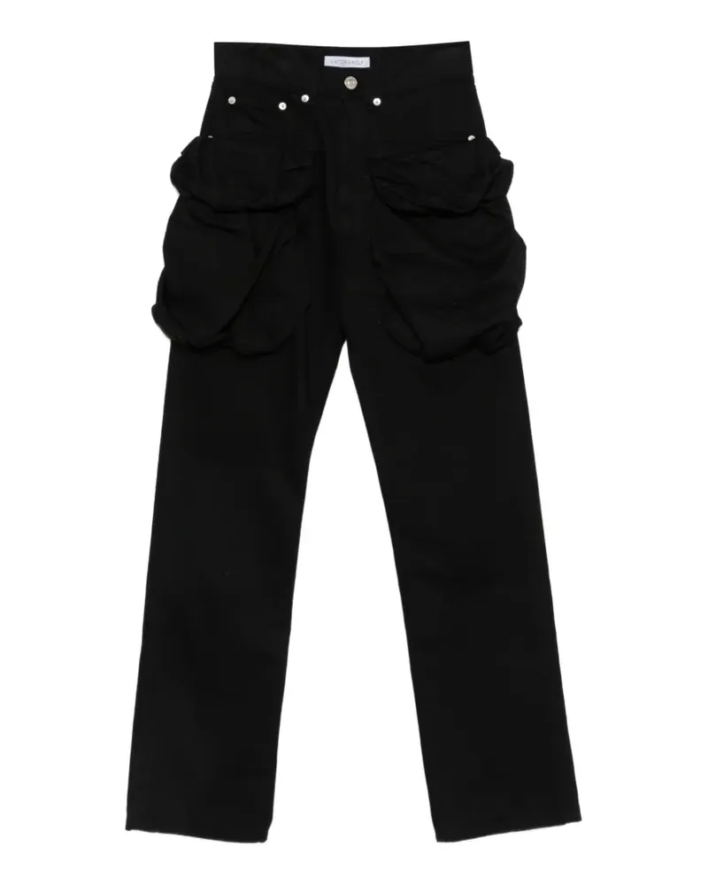 Viktor & Rolf Gerade Jeans mit Falten - Schwarz Schwarz