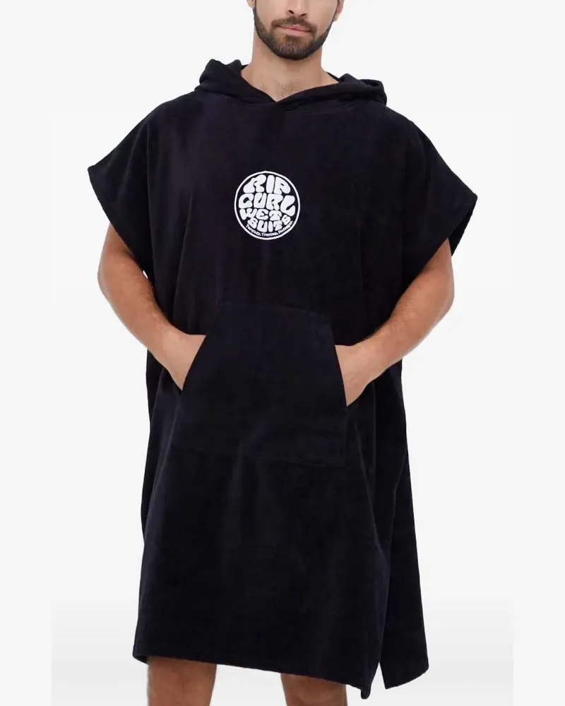 Rip Curl logo-embroidered hooded poncho - Schwarz Schwarz