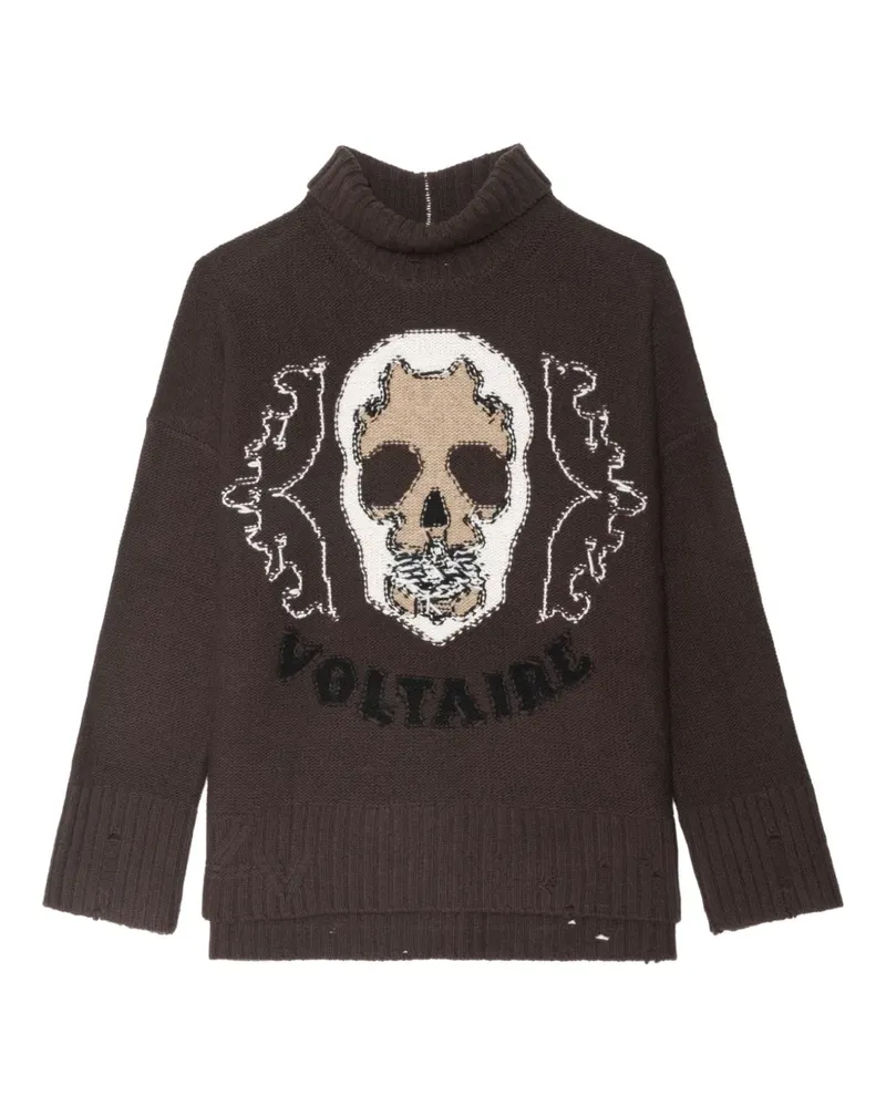 Zadig & Voltaire Bleeza Rollkragenpullover mit Totenkopf - Braun Braun