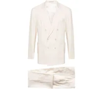 Doppelreihiger Anzug aus Leinengemisch - Nude