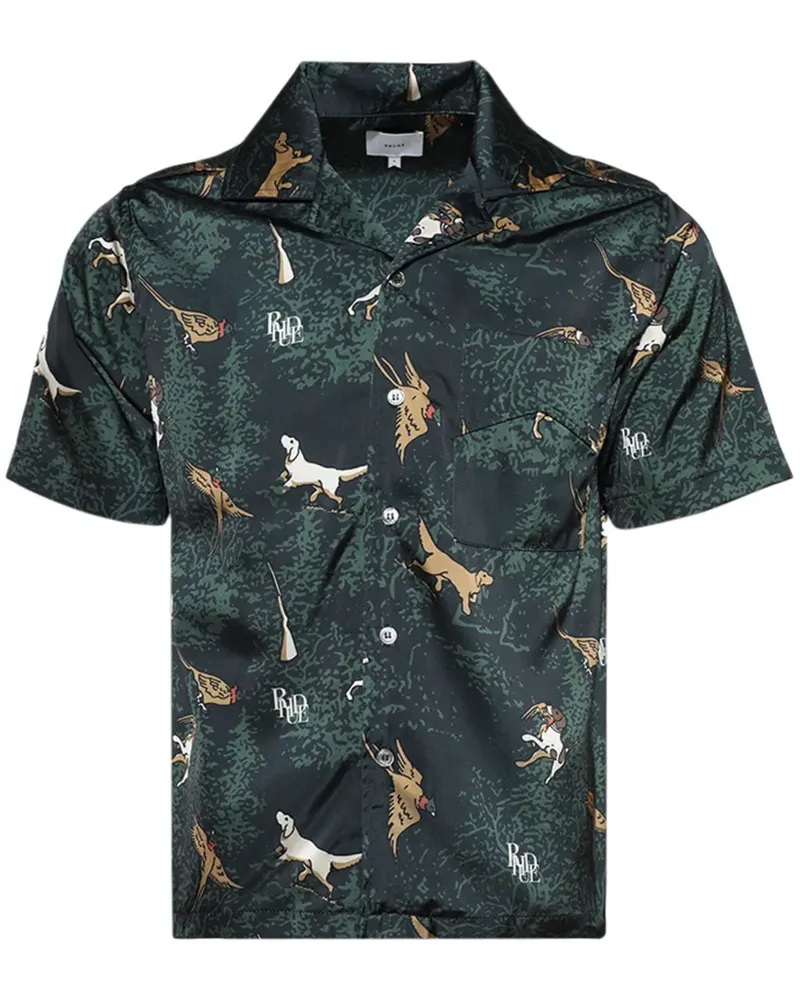 RHUDE Hemd mit Scramble Dog-Print - Grün Grün
