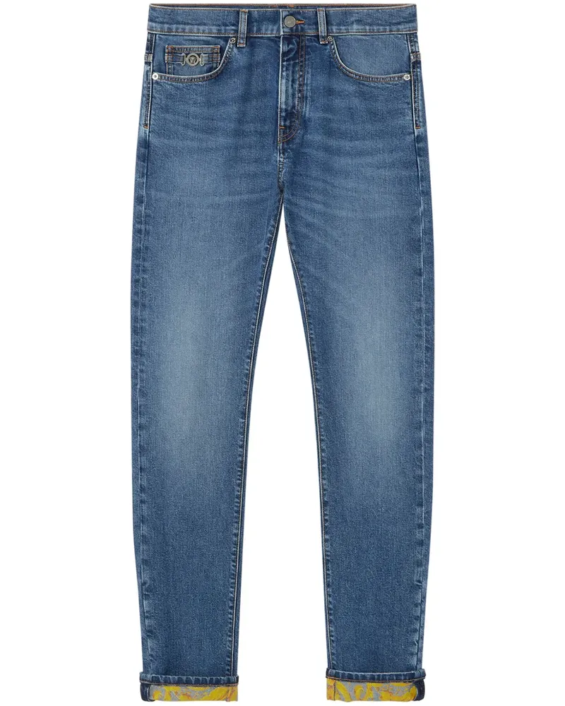Versace Barocco Slim-Fit-Jeans - Blau Blau