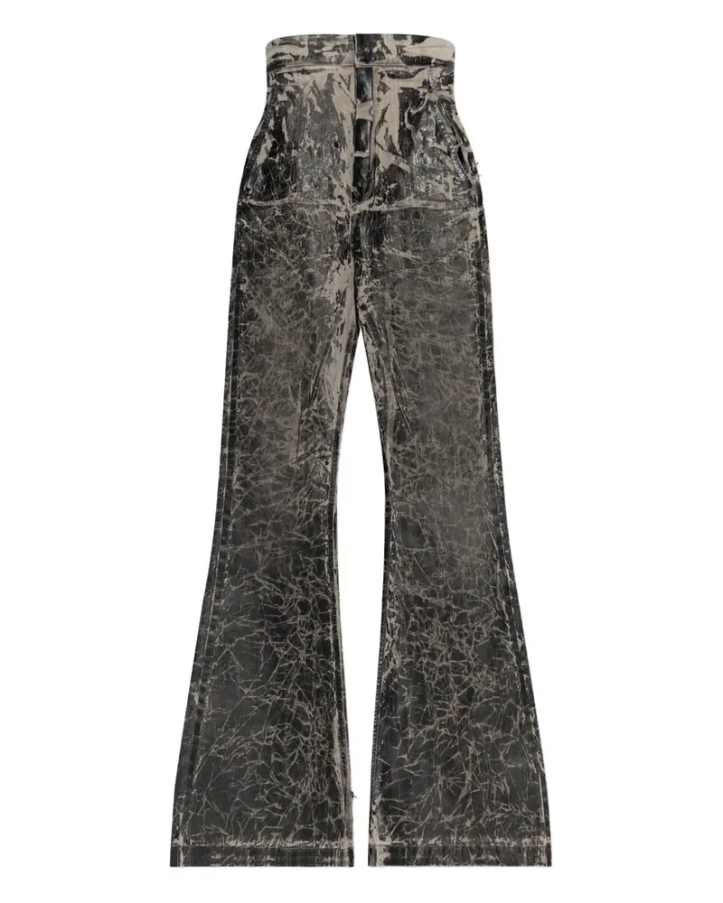 DRKSHDW by Rick Owens crackle-effect flared trousers - Schwarz Schwarz