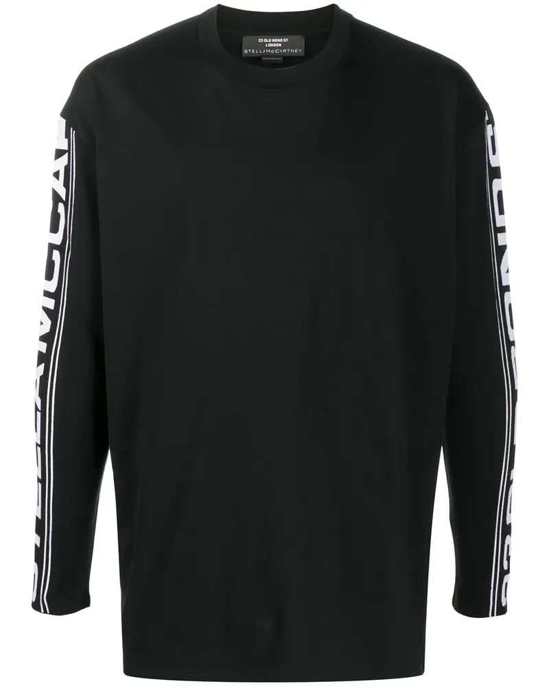 Stella McCartney Langarmshirt mit Logo-Ärmeln - Schwarz Schwarz