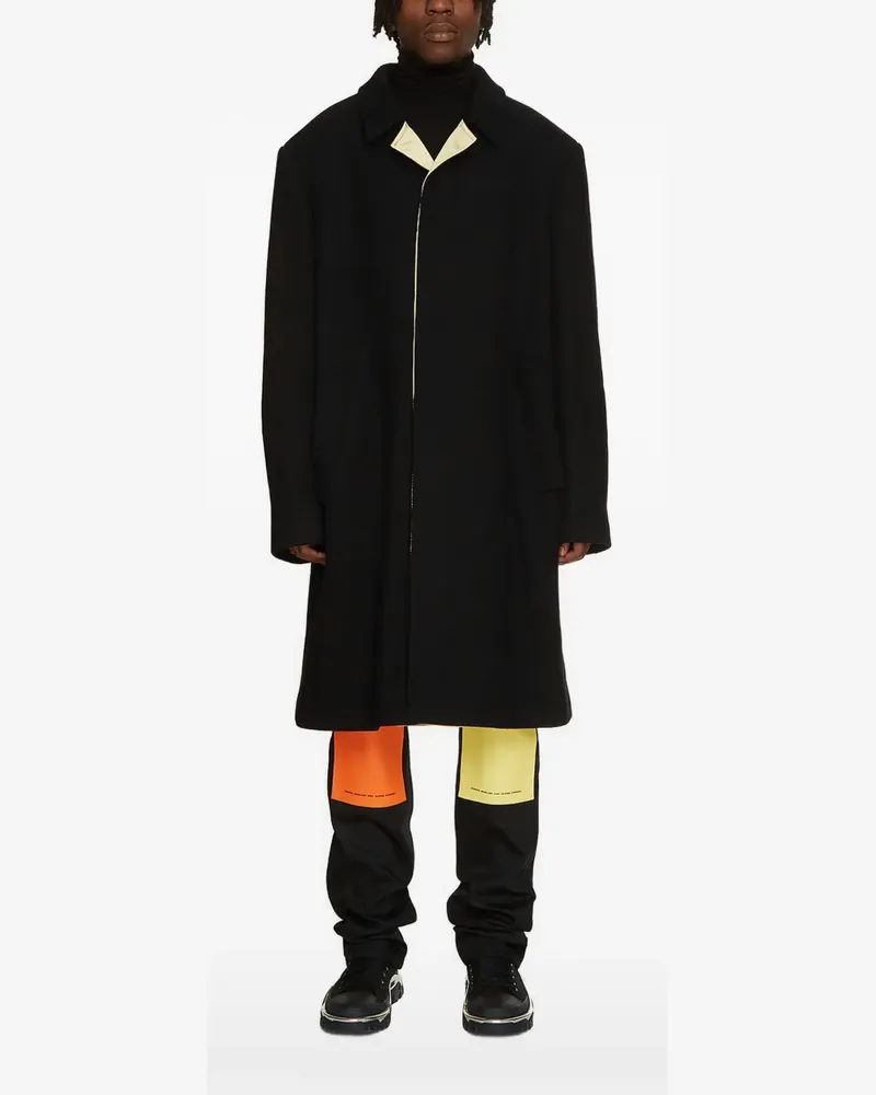Raf Simons Weiter Mantel mit Kontrastrevers - Schwarz Schwarz