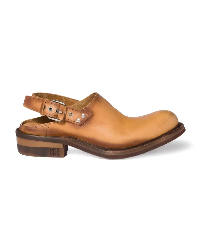 Miu Miu Mules mit Schnalle - Braun Braun