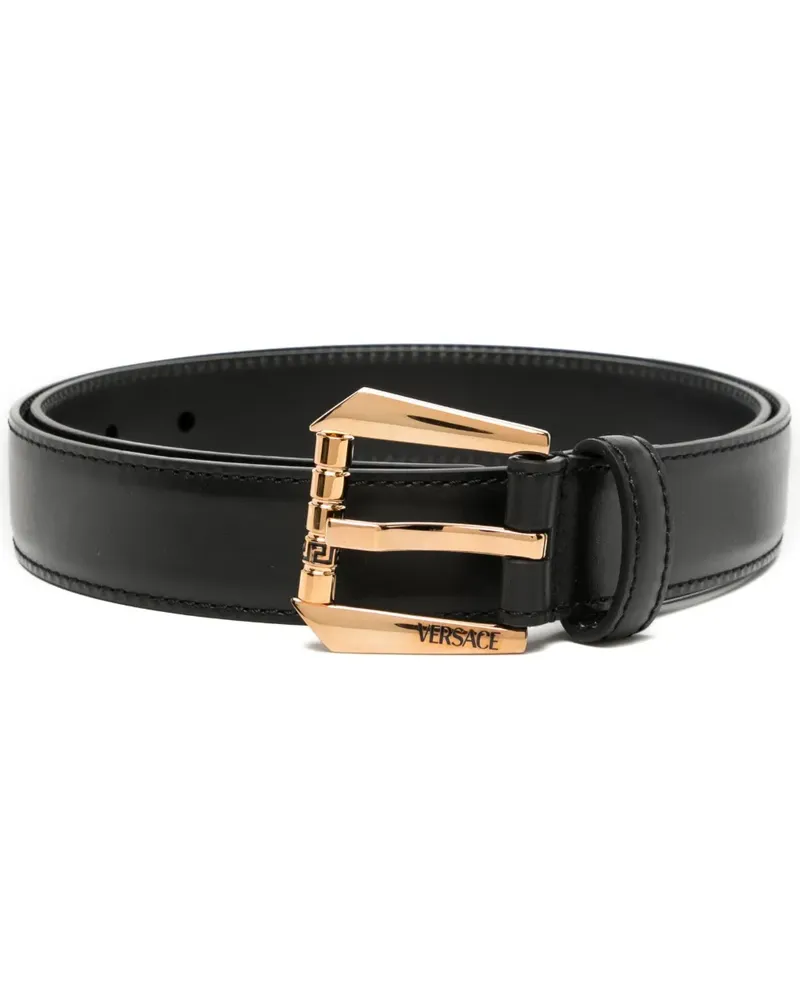 Versace Gürtel mit Logo-Gravur - Schwarz Schwarz
