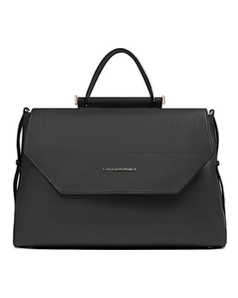 Piquadro Satchel-Tasche aus gekörntem Leder - Schwarz Schwarz