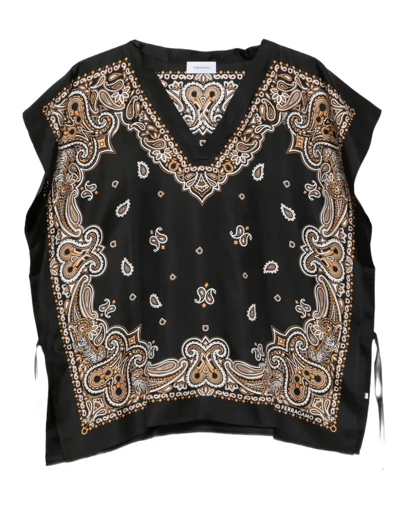Ferragamo paisley-print silk blouse - Schwarz Schwarz