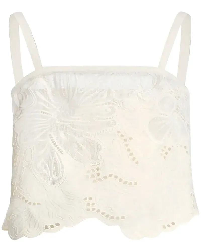 Elie Saab Top mit Blumenspitze - Weiß Weiß