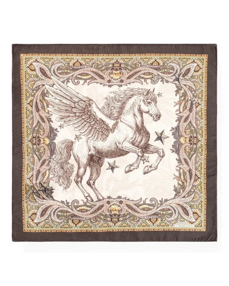 Etro Pegasus paisley-print pocket square - Nude Nude