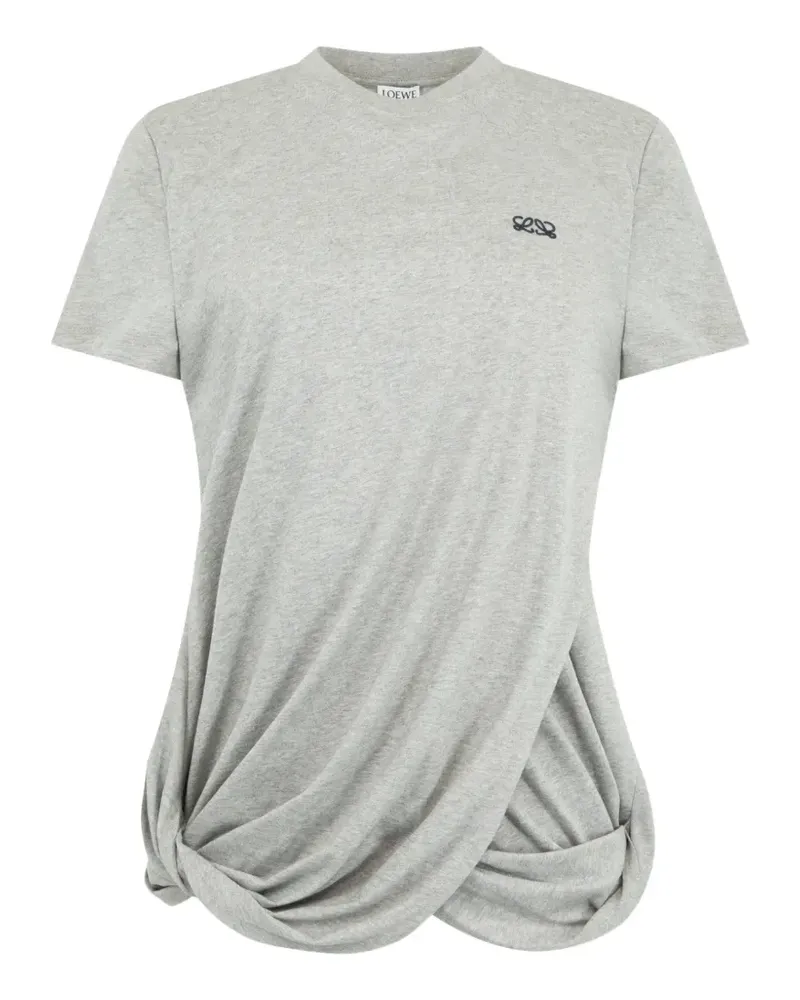 Loewe anagram-embroidered draped T-shirt - Grau Grau