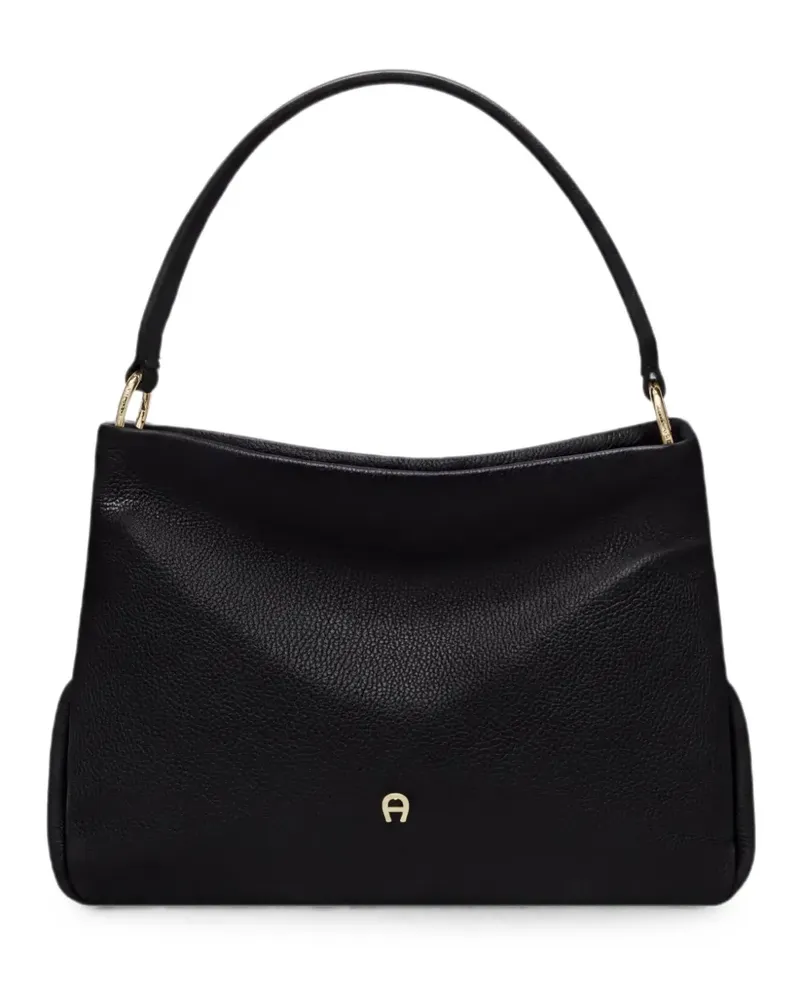 Aigner small Paola pebbled leather tote bag - Schwarz Schwarz