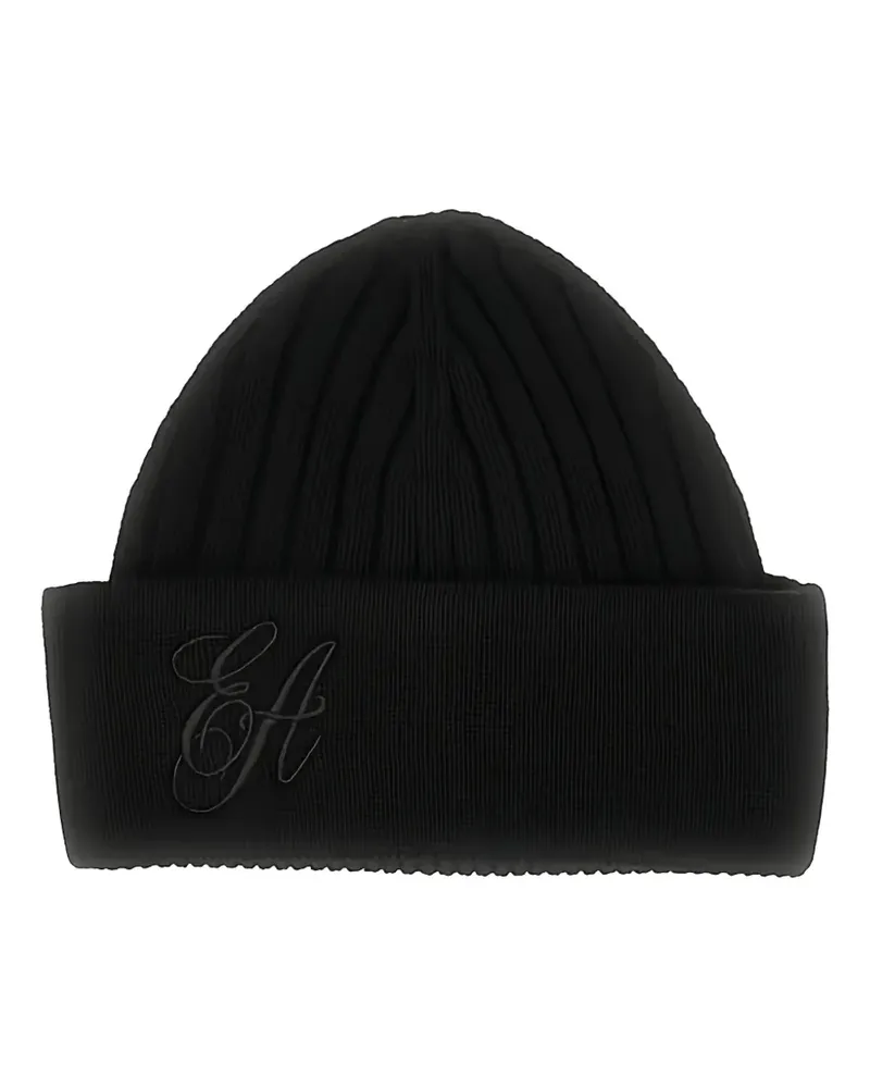 Emporio Armani Beanie mit Logo-Stickerei - Schwarz Schwarz